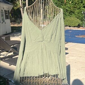 American Eagle Outfitters Olive Textured Blouse